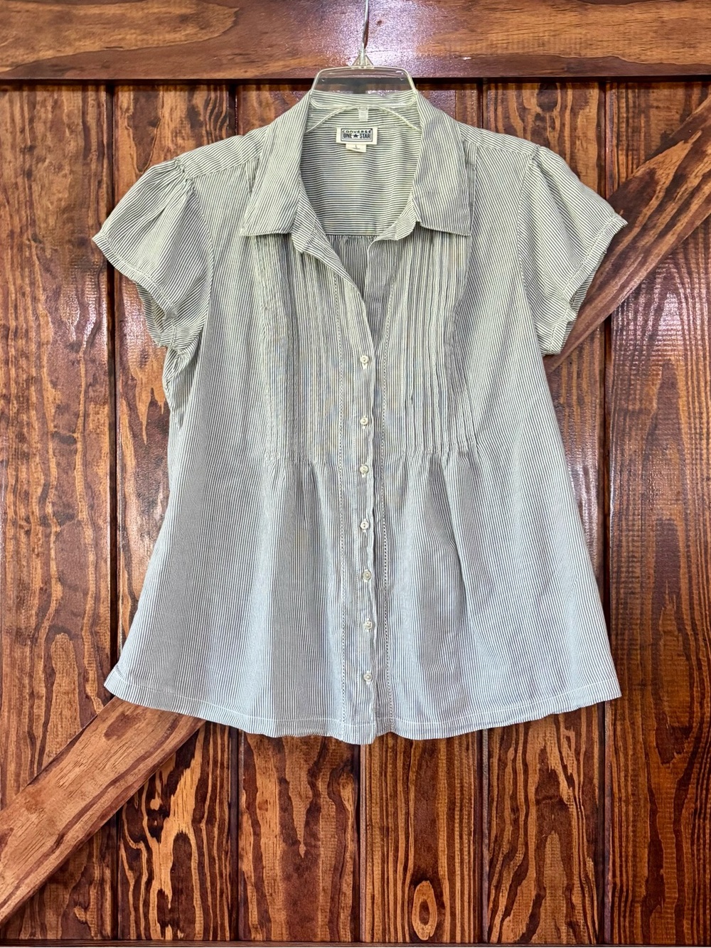 Converse One Star Gray Pinstripe Blouse